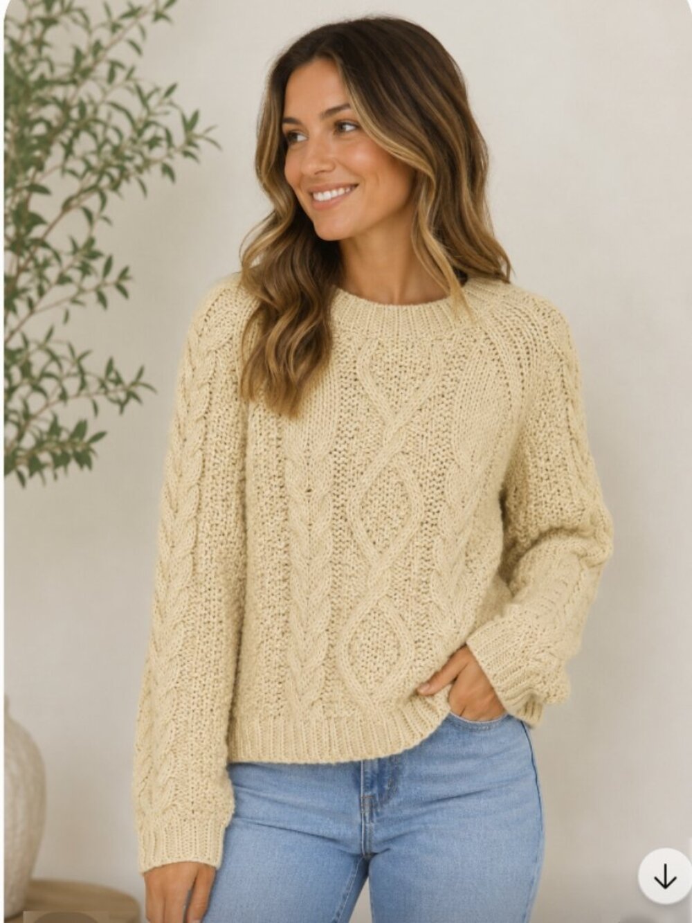 Blairmoor Original Italian vintage cream chunky cable knit sweater L